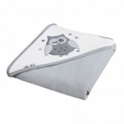Beebi kapuutsiga rätik OWL GRAY