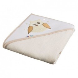 Beebi kapuutsiga rätik OWL Ecru