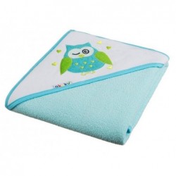 Beebi kapuutsiga rätik OWL türkiis