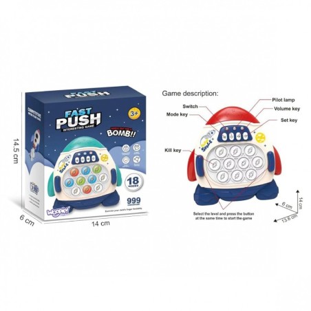 POP IT elektrooniline arkaadmäng, rakett, punane