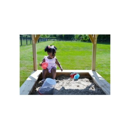 Puidust mängumaja koos terrassi, liivakasti ja liumäega Exit Crooky 550 Grey-Beige