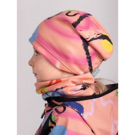 Fliismüts beanie, aprikoos fantasy