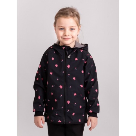 Laste softshell jope fliisvoodriga Basic, must / õied
