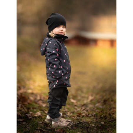 Laste softshell jope fliisvoodriga Basic, must / õied