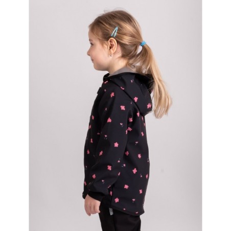 Laste softshell jope fliisvoodriga Basic, must / õied