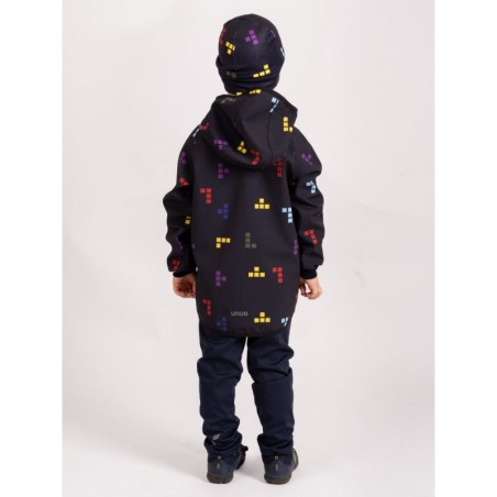 Laste softshell jope fliisvoodriga Basic, must / tetris