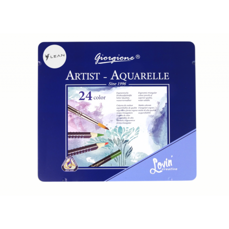 Akvarellpliiatsite komplekt metallkarbis, 24 tk