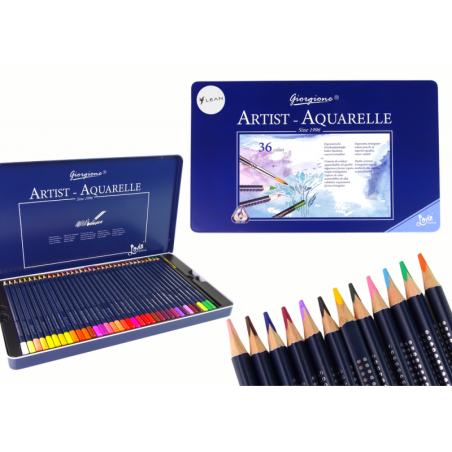 Akvarellpliiatsite komplekt metallkarbis, 36 tk