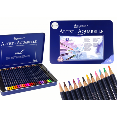 Akvarellpliiatsite komplekt metallkarbis, 48 tk