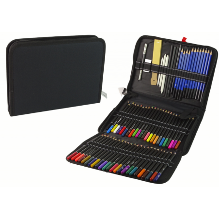 95 osaline pliiatsite komplekt pinalis