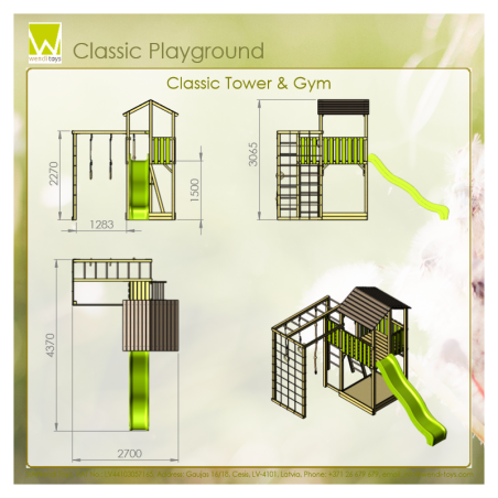 Klassikaline mänguväljak C2 liumäe ja ronimismooduliga