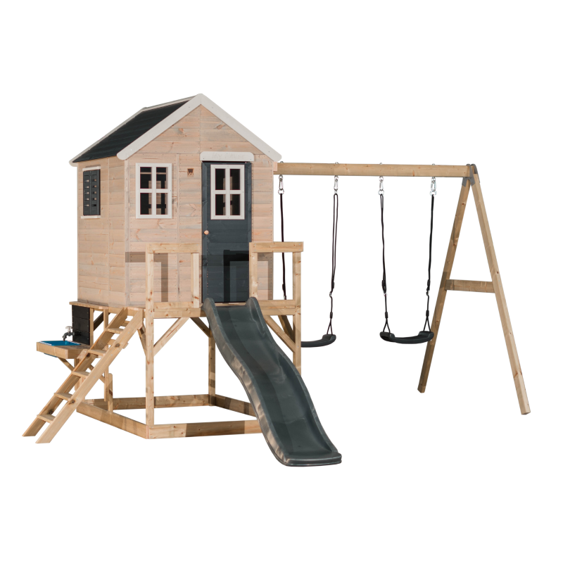 Mängumaja mänguväljak M28G hall (moodul mängumaja+platvorm+topelt kiik+liumägi) + õueköök