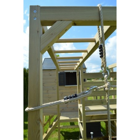 Mängumaja mänguväljak M10 (moodul mängumaja+platvorm+kiik+liumägi) + ronimismoodul