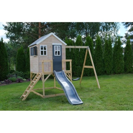 MÄNGUMAJA MÄNGUVÄLJAK M24G HALL (MOODUL MÄNGUMAJA+PLATVORM+KIIK+LIUMÄGI) + ÕUEKÖÖK