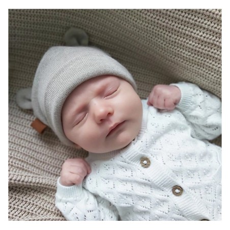 Meriino beebimüts kõrvadega, helehall