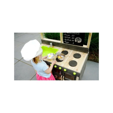 Puidust väliköök EXIT Yummy 300, roheline katus, kraanikauss ja segisti