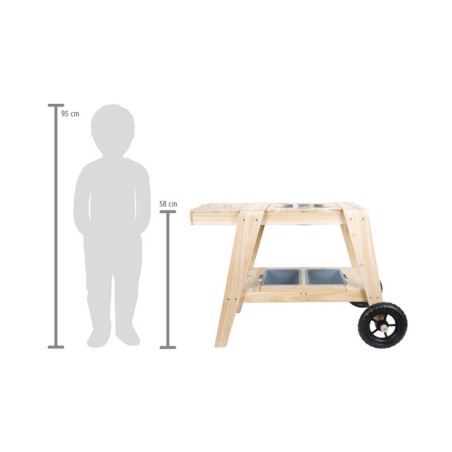 Mudaköök, kompaktne, naturaalne täispuit, 88 x 56 x 58 cm