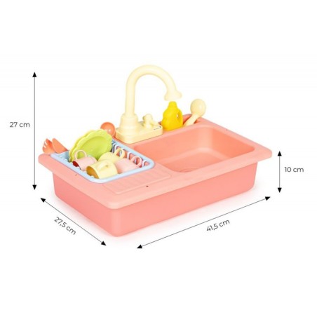 Laste kraanikauss, kraani ja veega + 12 aksessuaari, roosa