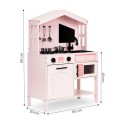Puidust köök lastele, ahju, mikrolaineahju ja aksessuaaridega, roosa