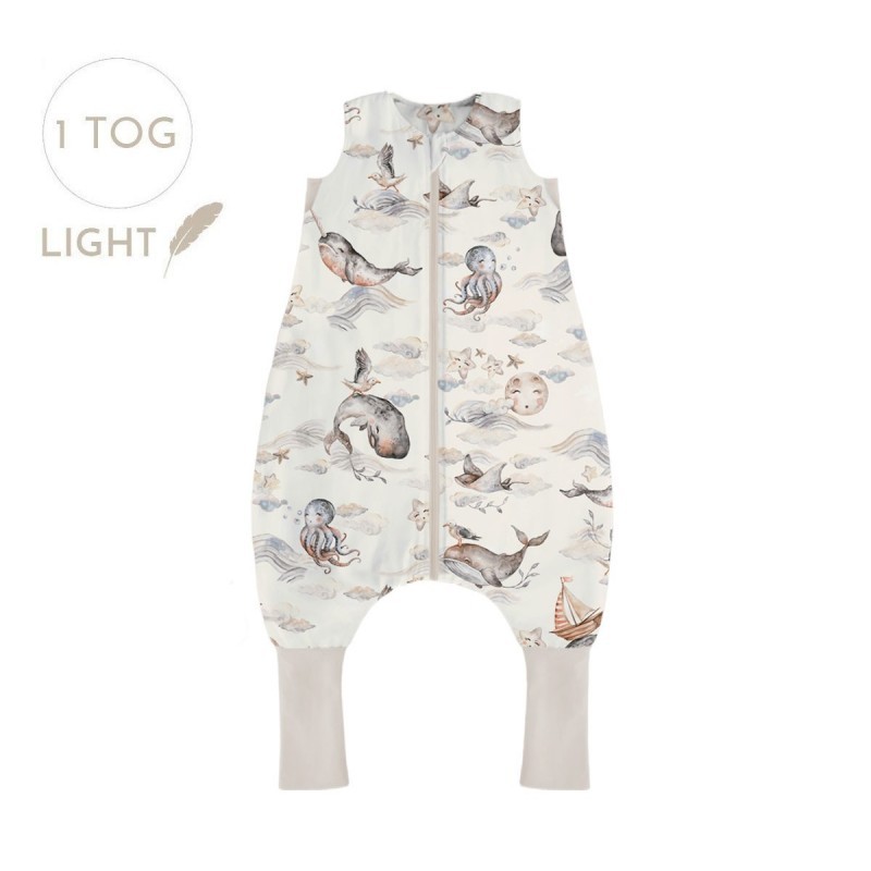 Õhem magamiskott jalaotstega 1 TOG, XS (6-12 kuud) Magic sea animals
