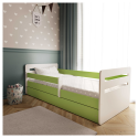 Voodi Tomi 80x180 cm, sahtli ja madratsiga, roheline/valge