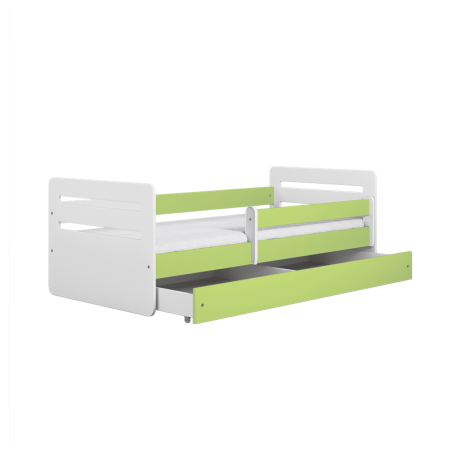 Voodi Tomi 80x180 cm, sahtli ja madratsiga, roheline/valge