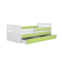 Voodi Tomi 80x180 cm, sahtli ja madratsiga, roheline/valge