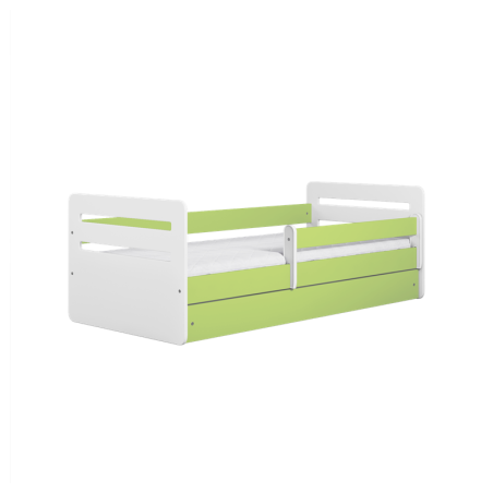 Voodi Tomi 80x160 cm, sahtli ja madratsiga, roheline/valge