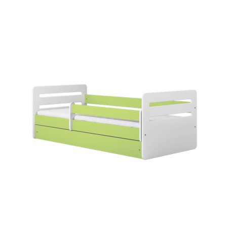 Voodi Tomi 80x160 cm, sahtli ja madratsiga, roheline/valge