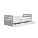 Voodi Tomi 80x160, sahtli ja madratsiga, hall/valge