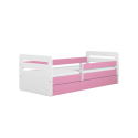 Voodi Tomi 80x180, sahtli ja madratsiga, roosa/valge