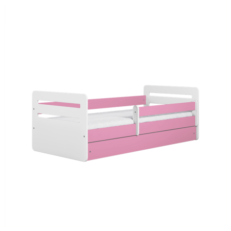 Voodi Tomi 80x160 cm, sahtli ja madratsiga, roosa/valge