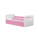 Voodi Tomi 80x160 cm, sahtli ja madratsiga, roosa/valge