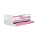 Voodi Tomi 80x160 cm, sahtli ja madratsiga, roosa/valge