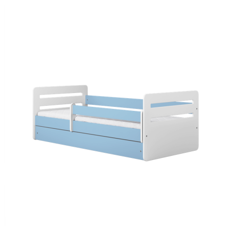 Voodi Tomi 80x180 cm, sahtli ja madratsiga, sinine/valge