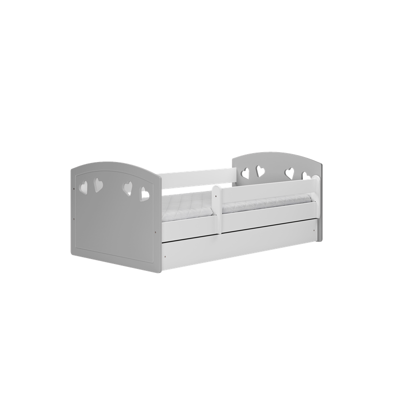 Voodi Julia 80x180 cm, sahtli ja madratsiga, hall/valge