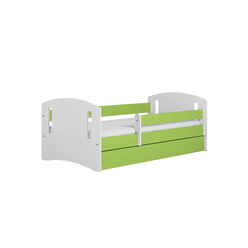 Voodi classic 80x160 cm, sahtli ja madratsiga, roheline/valge