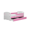 Voodi classic 80x160 cm, sahtli ja madratsiga, roosa/valge
