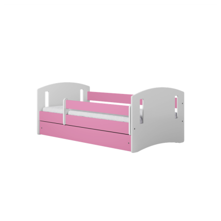 Voodi classic 80x160 cm, sahtli ja madratsiga, roosa/valge