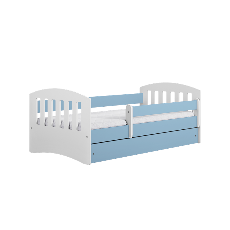 Voodi classic 80x140 cm, sahtli ja madratsiga, sinine/valge