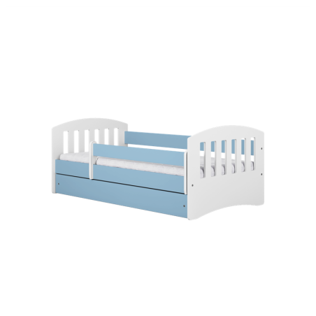 Voodi classic 80x140 cm, sahtli ja madratsiga, sinine/valge