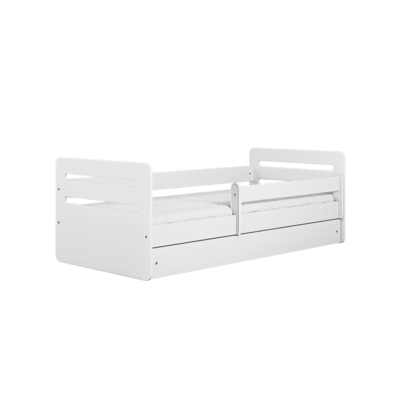 Voodi Tomi 80x160 cm, sahtli ja madratsiga, valge