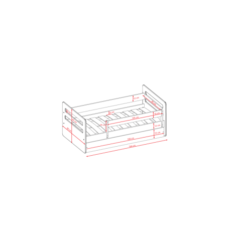 Voodi Tomi 80x160 cm, sahtli ja madratsiga, valge