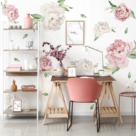 Seinakleebis pojengid ja roosid