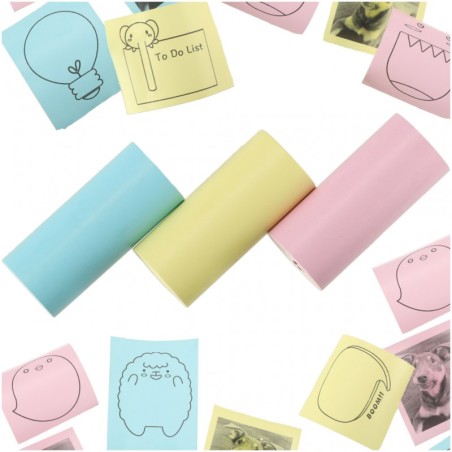 Mini kaasaskantava printeri paberirullid värvilised 4.5M, 3 tk