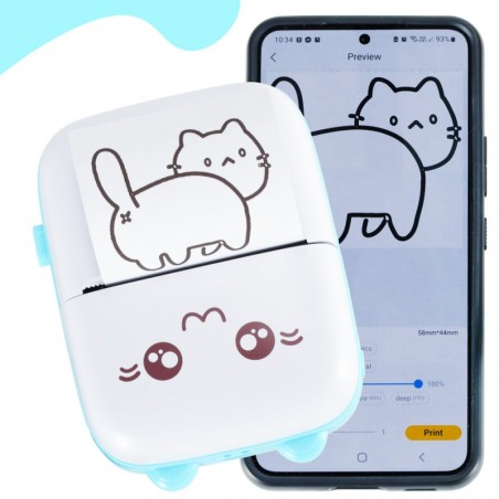 HIT! Mini kaasaskantav termoprinter, kass/sinine