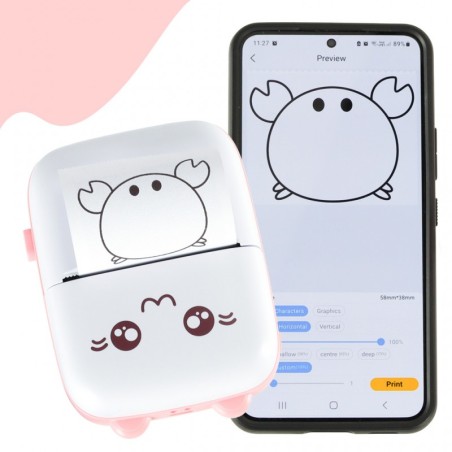 HIT! Mini kaasaskantav termoprinter, kass/roosa