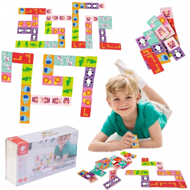 Klassikaline domino mäng loomadega, 30 tk