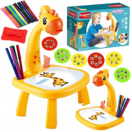 Joonistuslaud projektor kollane kaelkirjak + markerid