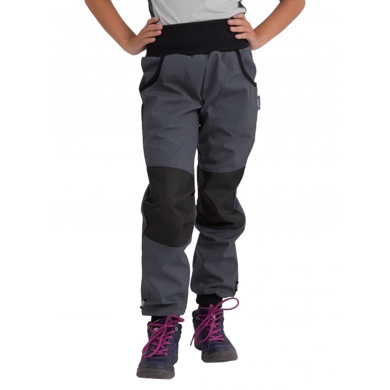 Laste softshell püksid fliisvoodriga Street strong, hall/must